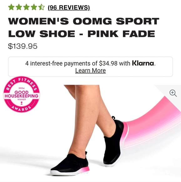 OOFOS OOMG SPORT LOW SHOE PINK FADE SZ 8 - Picture 10 of 12